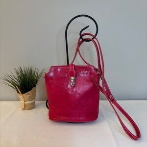 Vibrant Pink Leather Marco Firenze Crossbody Bag